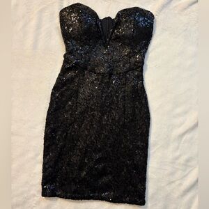 Tobi Black Strapless Sequin Mini Dress | Party | Glam | Birthday | Bachelorette